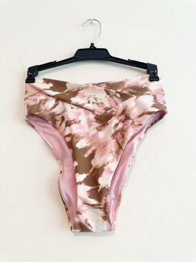 aerie Pink & Brown Tie-Dye High-Cut Cheeky Bikini Bottoms